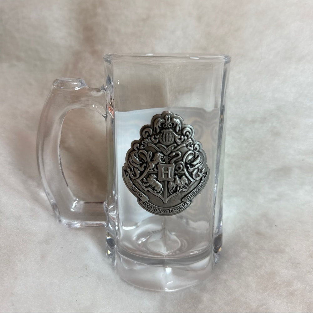 Harry Potter - Butterbeer Glass Mug - Pewter Crest Shield - Wizarding World NEW